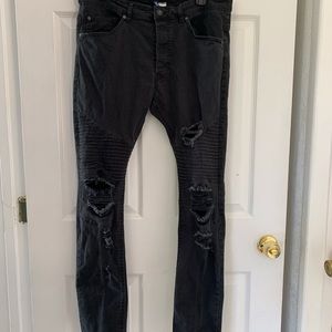 H&M Divided Faded Black Ripped Skinny Jeans